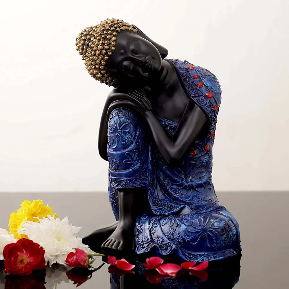 Attractive Black & Blue Peaceful Buddha Showpiece Single Piece
