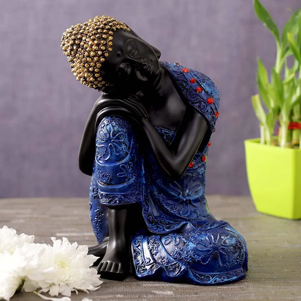 Attractive Black & Blue Peaceful Buddha Showpiece Single Piece