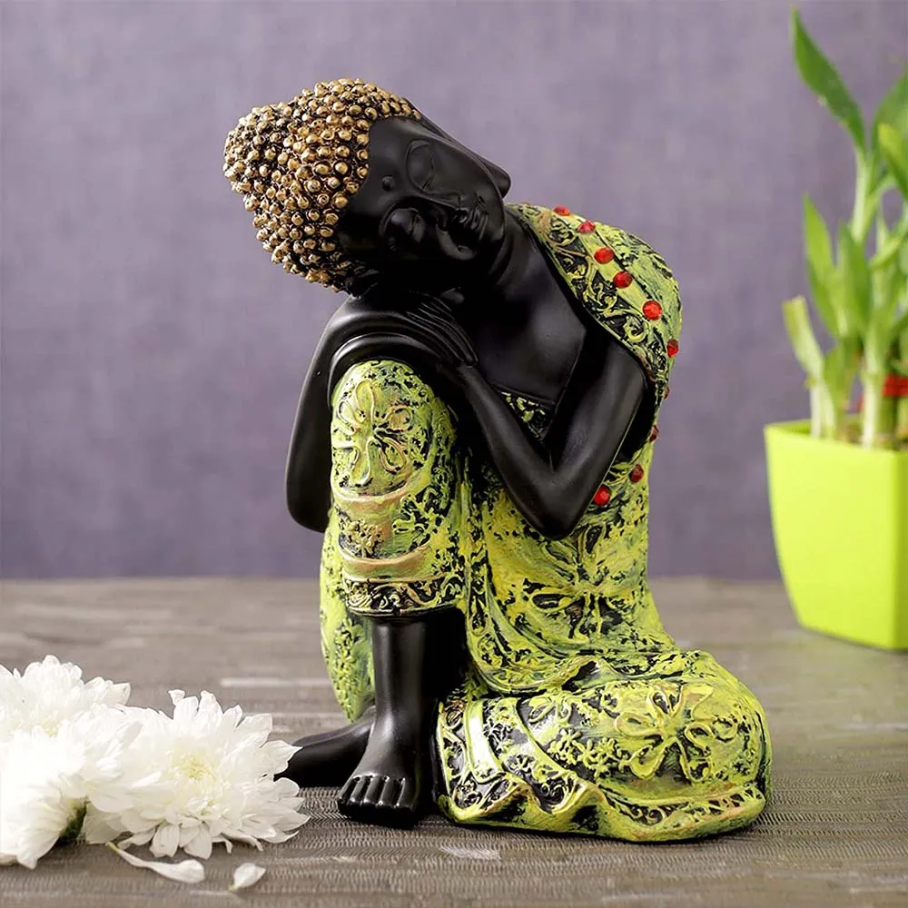 Attractive Black & Green Peaceful Buddha Showpiece