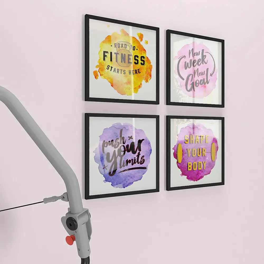 Attractive  Gym Quotes Set of 4 frames with Break Resistant Clear Acrylic Glass
