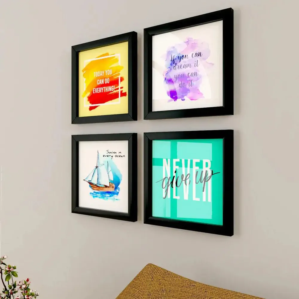 Attractive Motivational  Quotes  Set of 4 frames with Break Resistant Clear Acrylic Glass