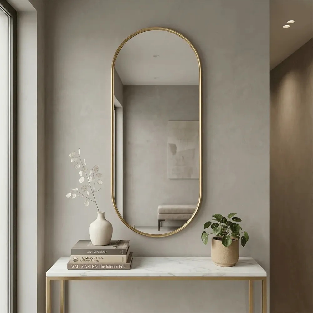 WallMantra Aurelia Oval Wall Mirror – Premium Saint-Gobain Glass with Aluminium Frame 