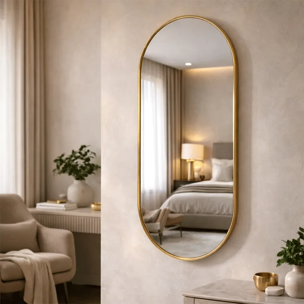 WallMantra Aurelia Oval Wall Mirror – Premium Saint-Gobain Glass with Aluminium Frame 