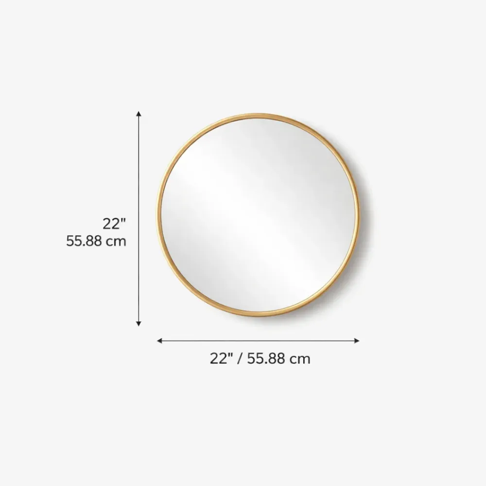 WallMantra Aurelio Round Wall Mirror – Premium Saint-Gobain Glass with Golden Aluminium Frame 