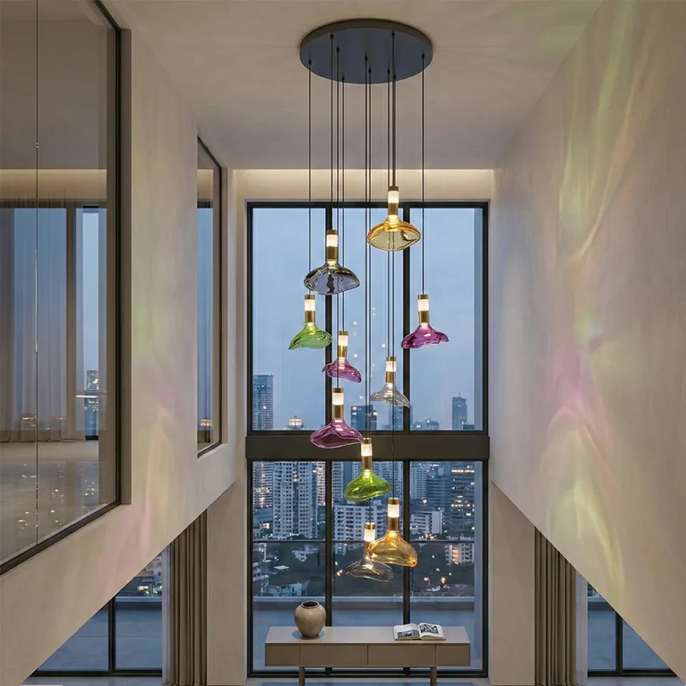 WallMantra Aurora Melt Glass Cluster Chandelier – Premium Designer Light