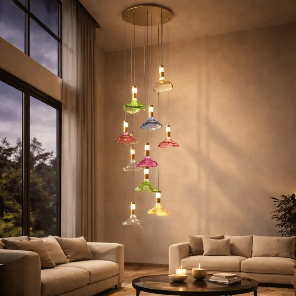 WallMantra Aurora Melt Glass Cluster Chandelier – Premium Designer Light