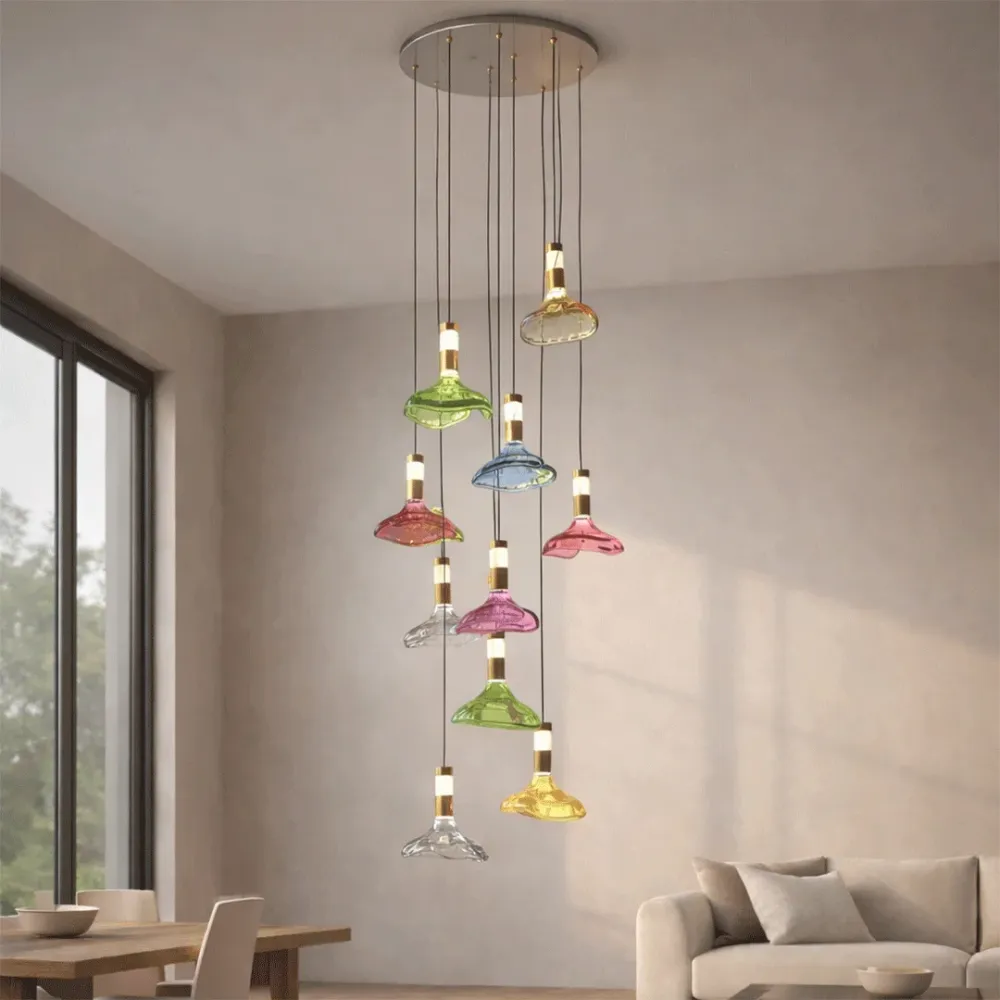 WallMantra Aurora Melt Glass Cluster Chandelier – Premium Designer Light