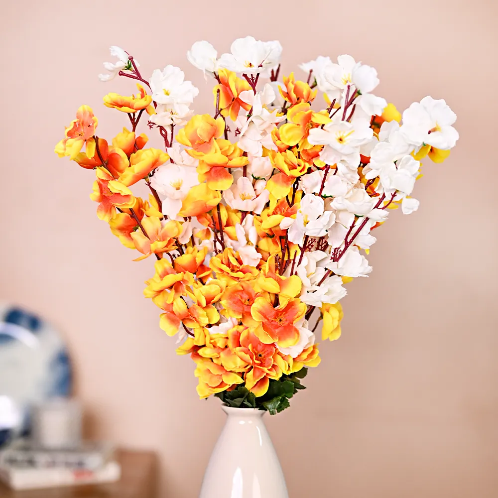 Autumn Yellow & Whte Artificial Orchid Bunch Combo