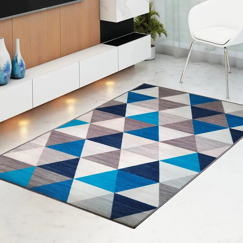 Aztec Blue Printed Premium Area Carpet ( 3 ft x5 ft & 4 ft x 6 ft ) 3X5 ft