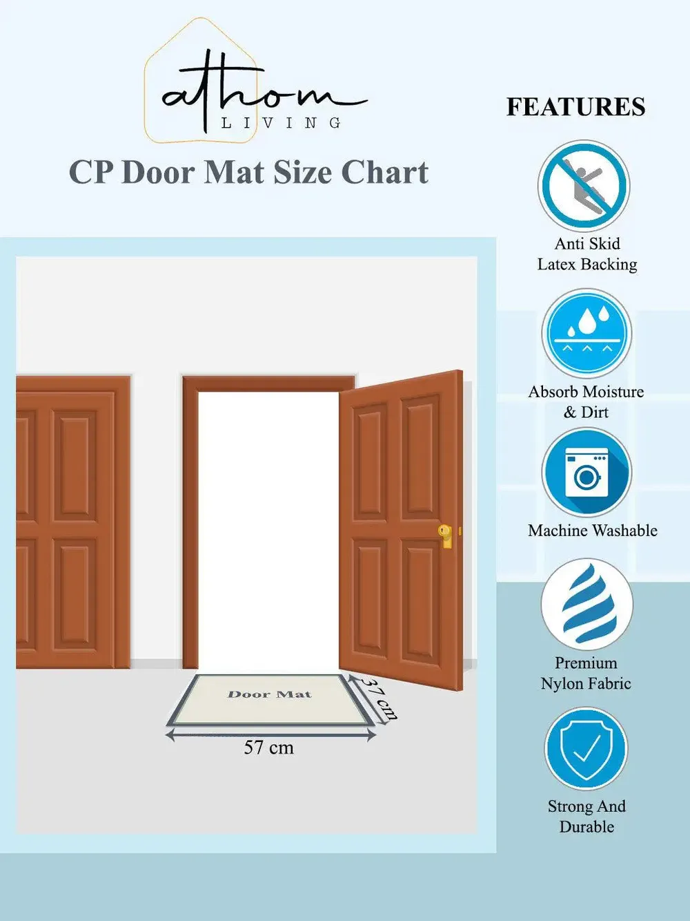 Aztec Blue Printed Premium Doormat (14 X 22 )Inches Single Piece
