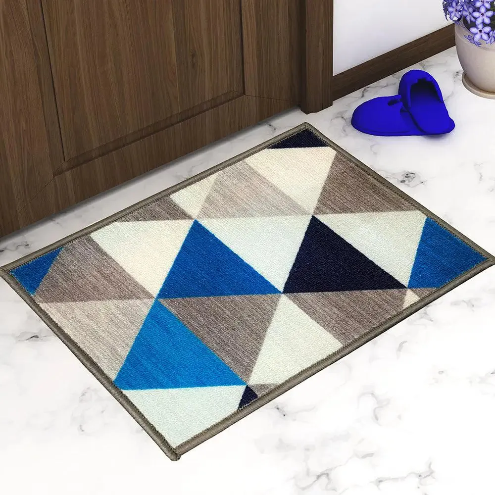 Aztec Blue Printed Premium Doormat (14 X 22 )Inches Single Piece