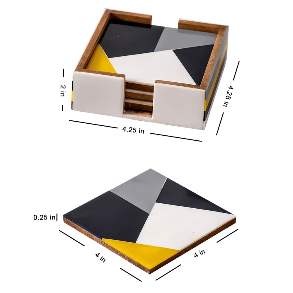 Aztec Inspired Multi-colored Resin Coasters Set Of 4