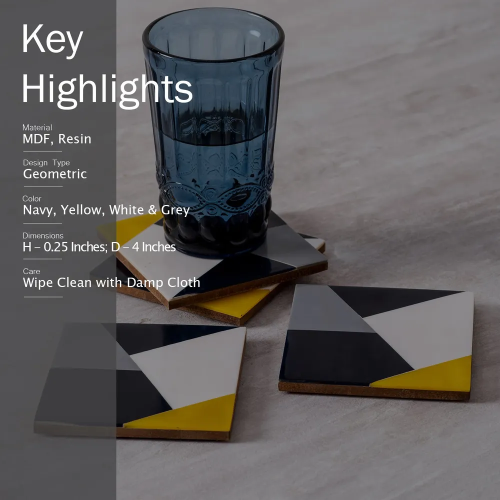 Aztec Inspired Multi-colored Resin Coasters Set Of 4