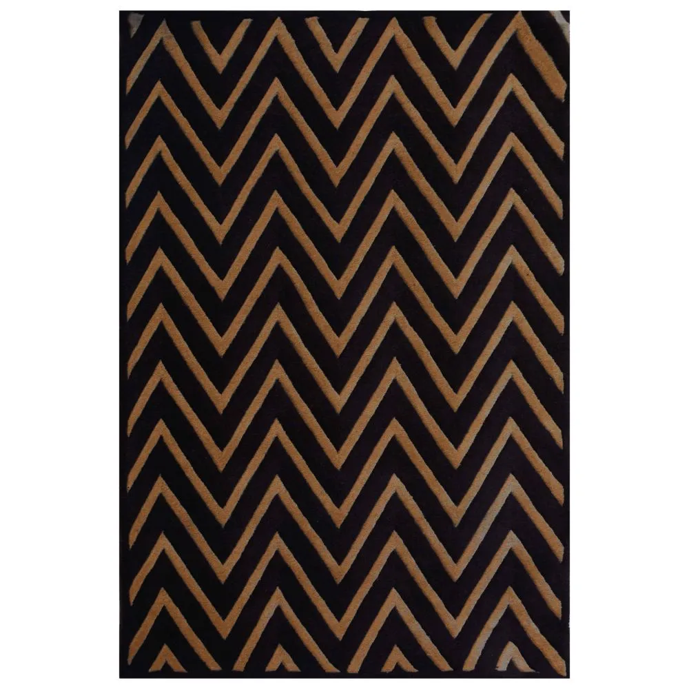 Aztec Patterned Brown & Beige Tufted Area Carpet 2X5ft