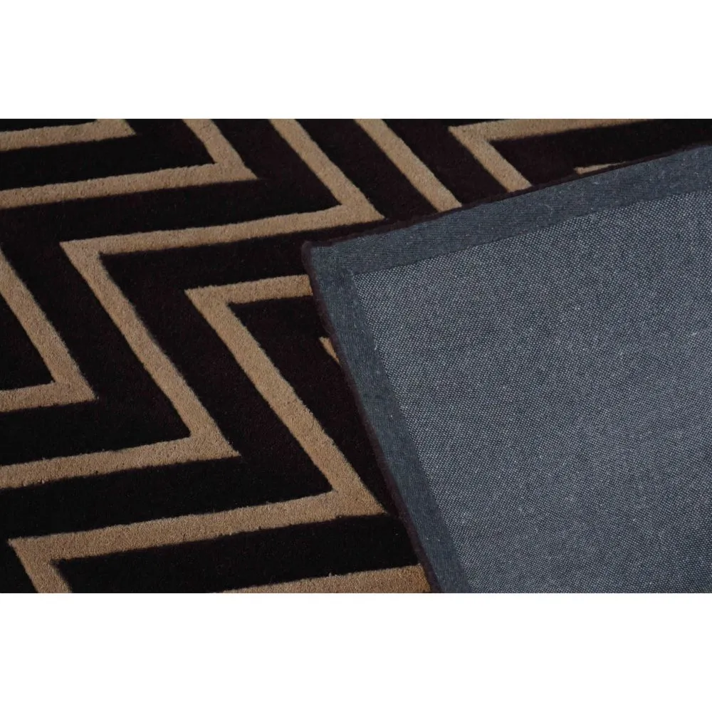 Aztec Patterned Brown & Beige Tufted Area Carpet 2X5ft