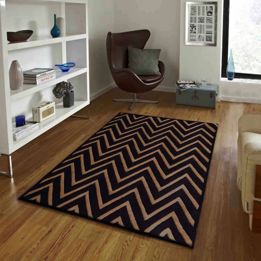 Aztec Patterned Brown & Beige Tufted Area Carpet 2X5ft