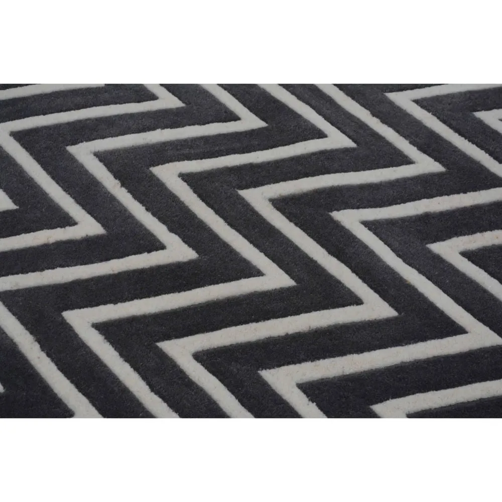 Aztec Patterned Grey & White Tufted Area Carpet 2X5ft