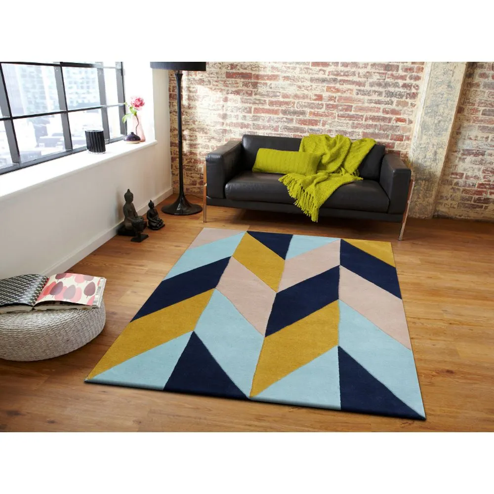 Aztec Patterned Shades Of Blue Designer Area Carpet 2*5ft