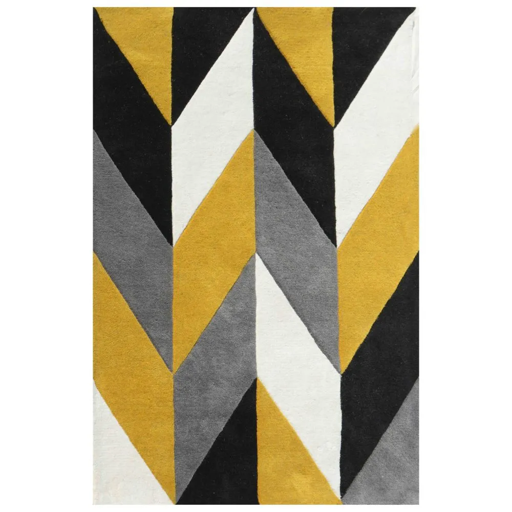 Aztec Patterned Yellow & Gray Designer Area Carpet 2*5ft