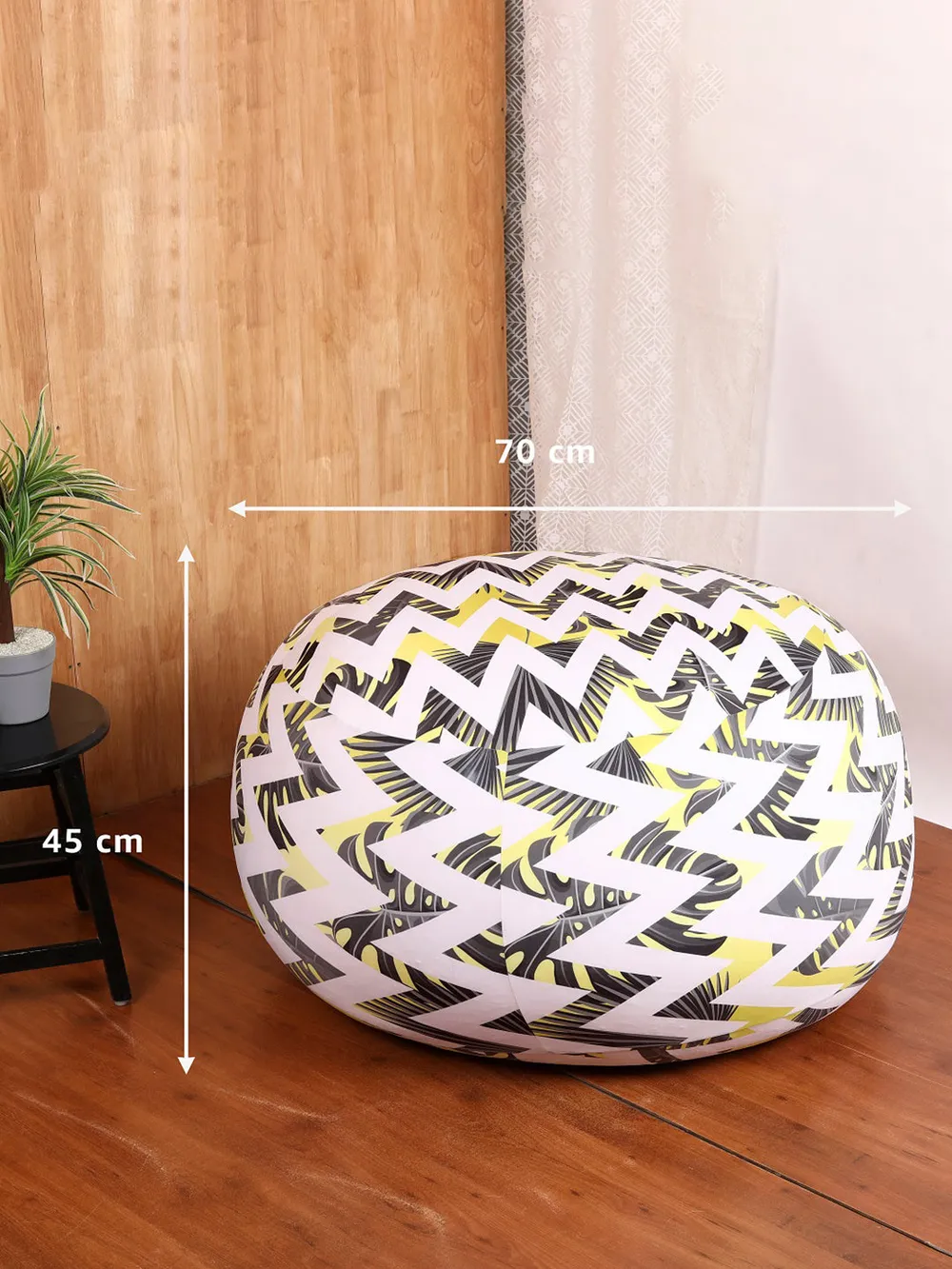 Aztec Patterned Yellow & White Bean Bag (Beans Not Included) XL