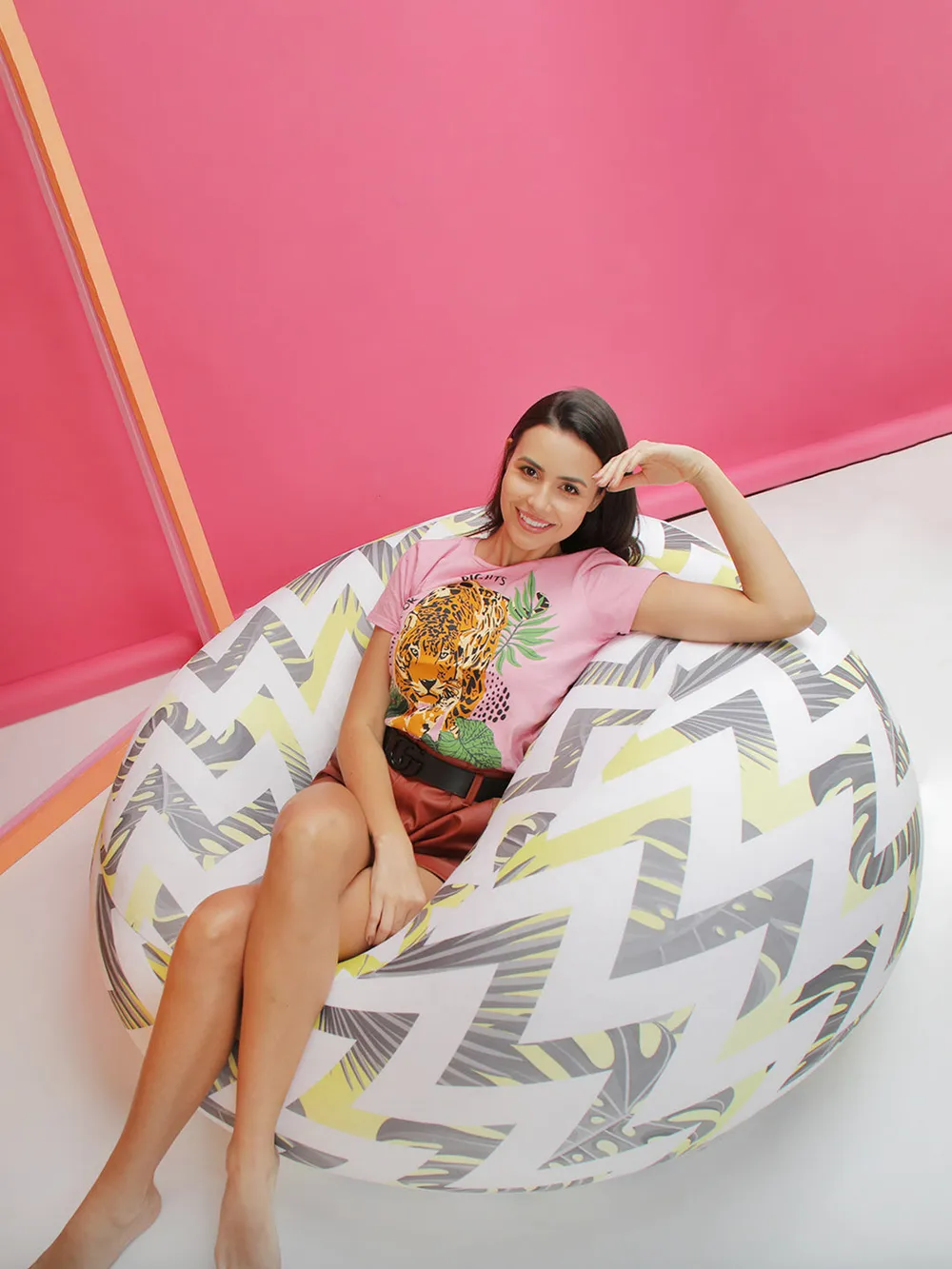 Aztec Patterned Yellow & White Bean Bag (Beans Not Included) XL