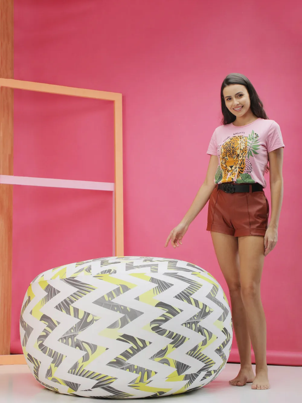 Aztec Patterned Yellow & White Bean Bag (Beans Not Included) XL