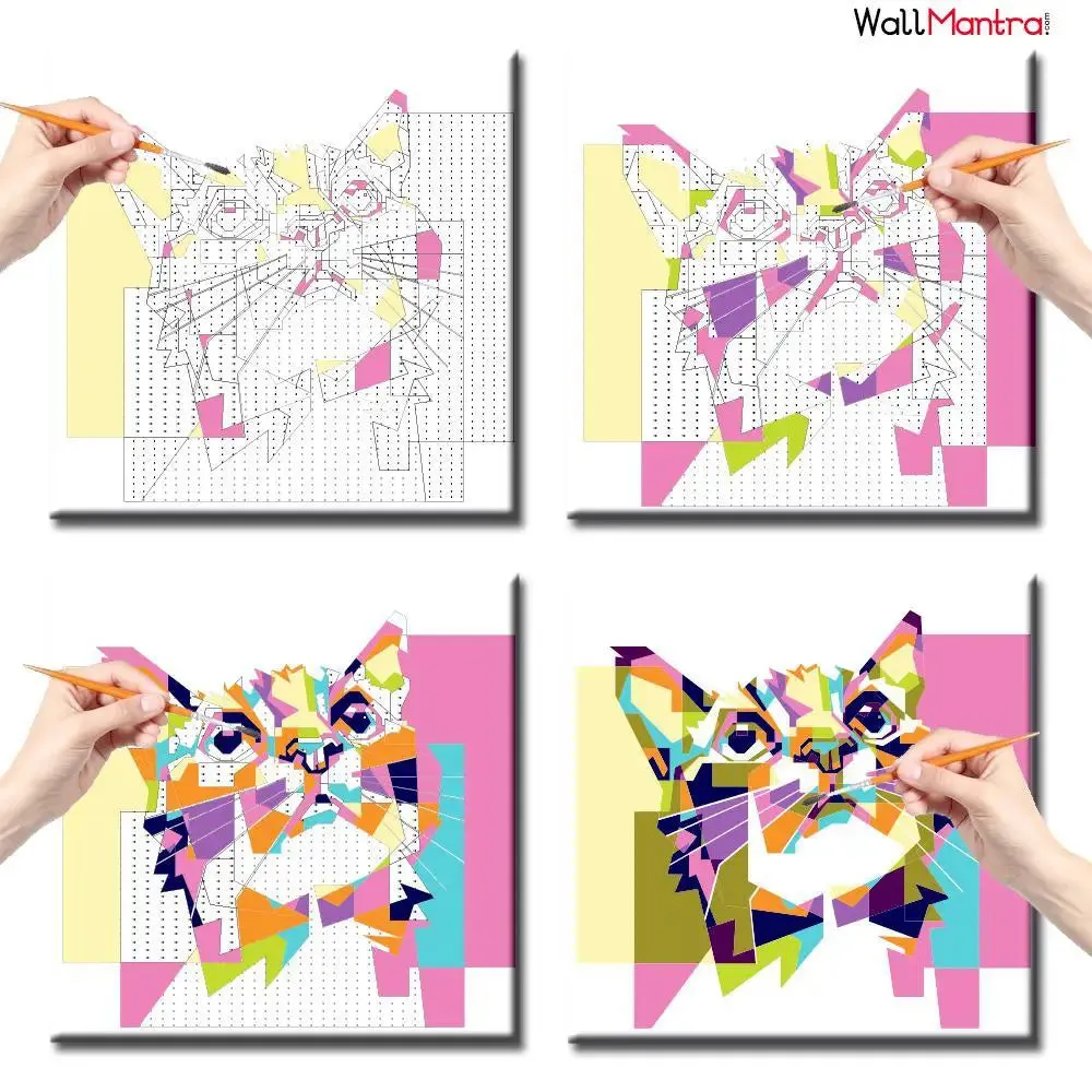 Baby Cat Colourful DIY(Do-It-Yourself)/ Paint by numbers canvas painting kit