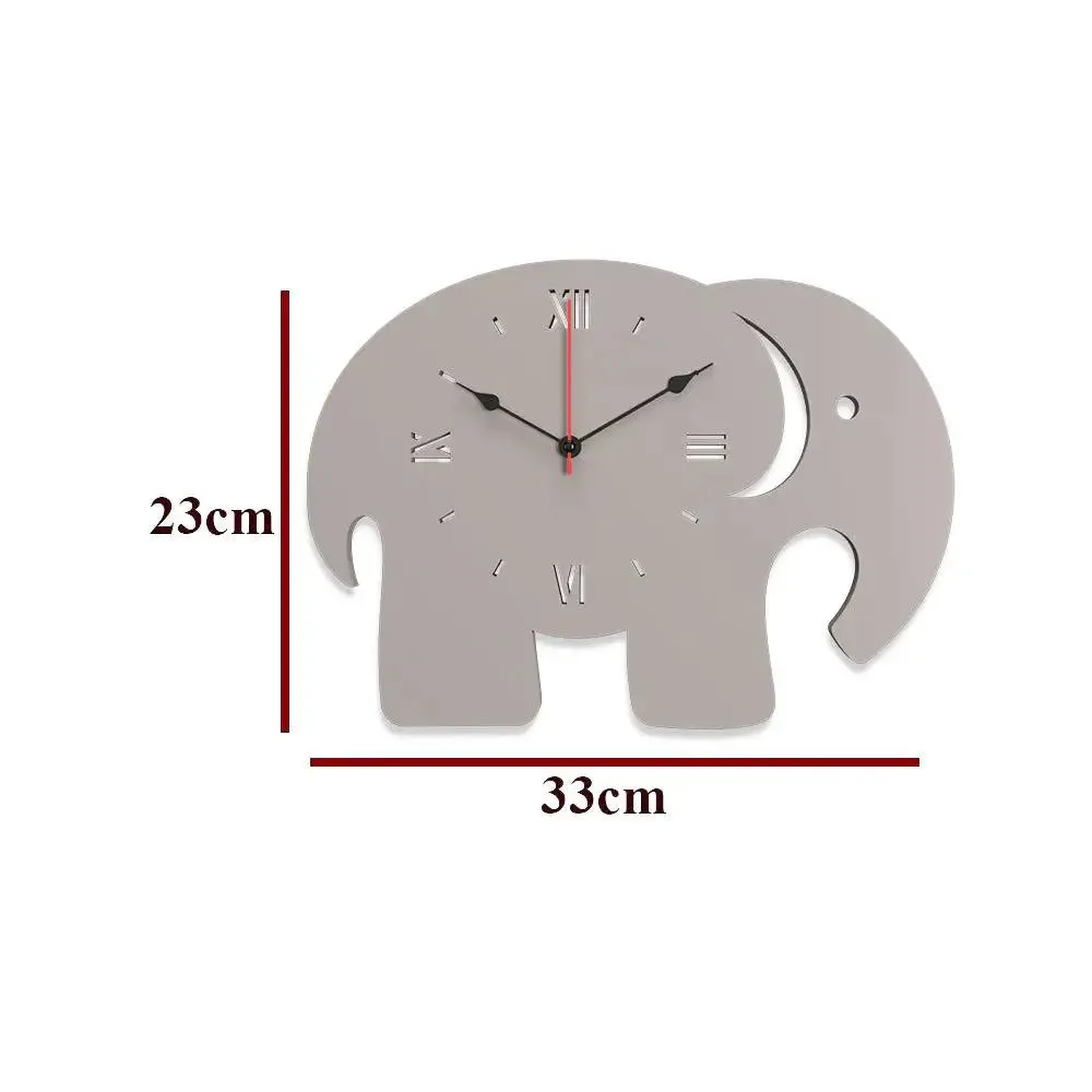 Baby Elephant In Brown Color Wooden Wall Clock