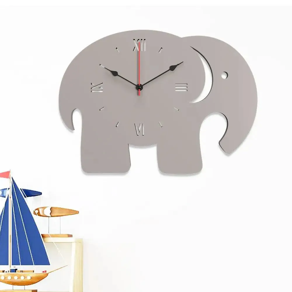 Baby Elephant In Brown Color Wooden Wall Clock