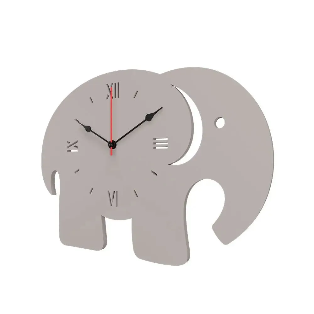 Baby Elephant In Brown Color Wooden Wall Clock