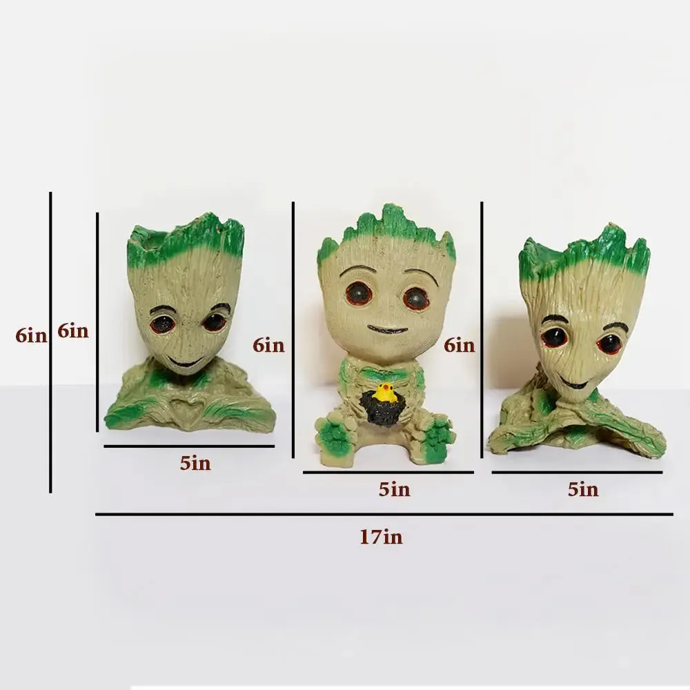 Baby Groot Planter Flower Pot for Home Decor Set of 3
