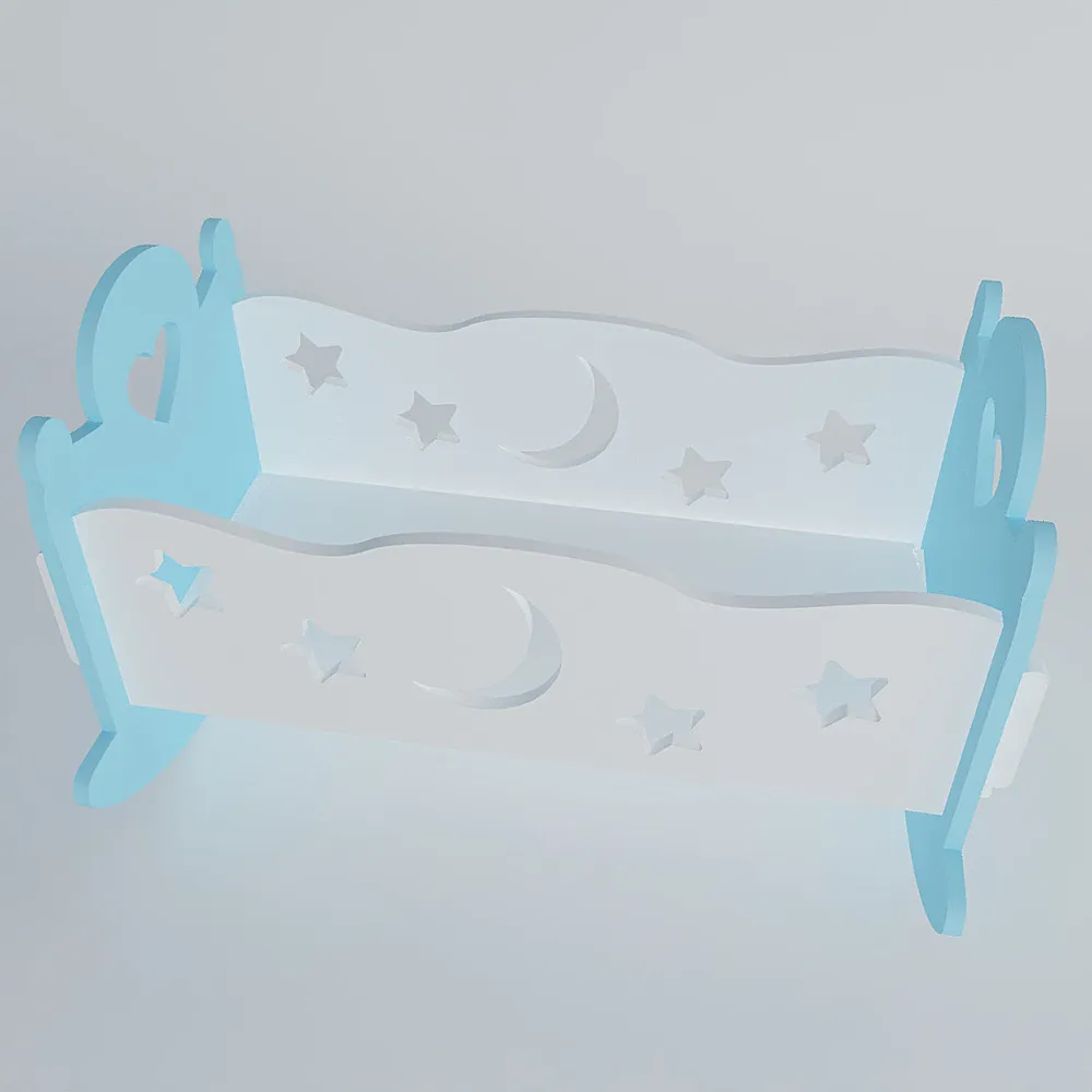 Baby Heart Blue Termite-Proof Wood Swing Cradle