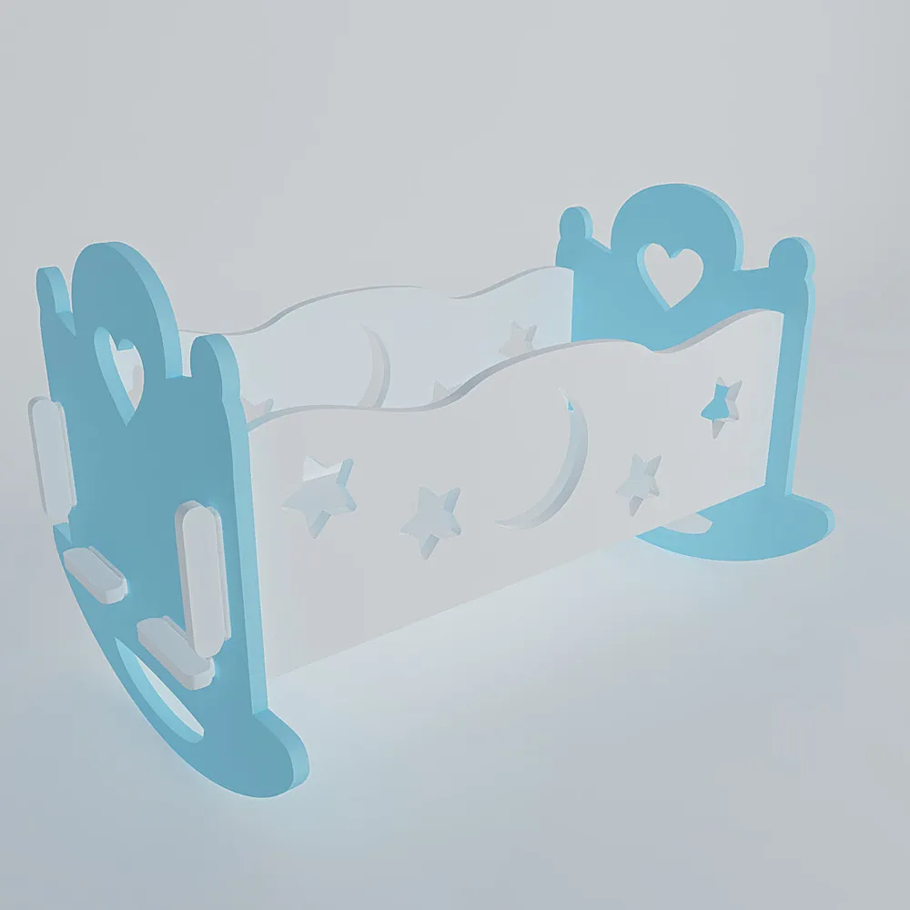 Baby Heart Blue Termite-Proof Wood Swing Cradle