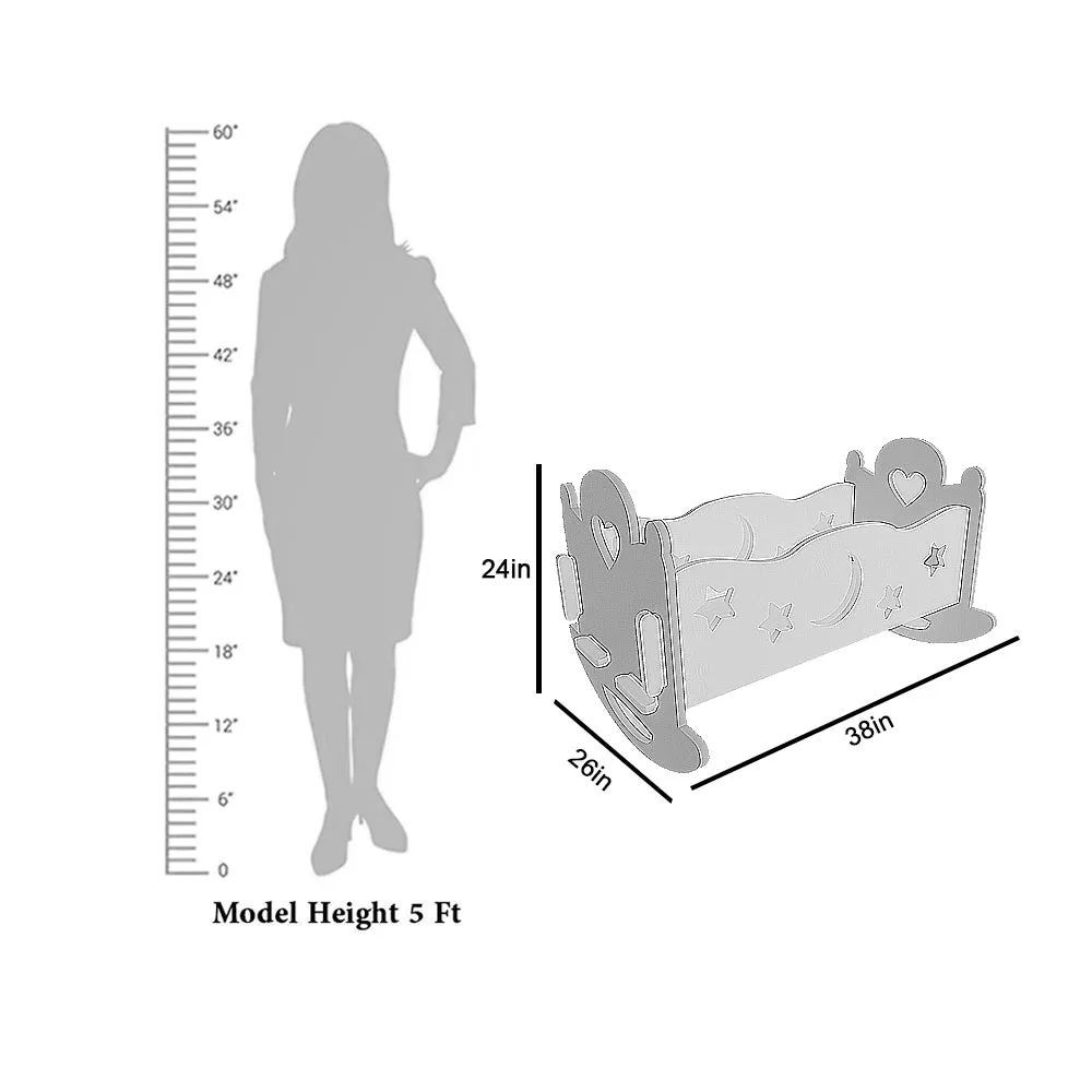 Baby Heart Blue Termite-Proof Wood Swing Cradle