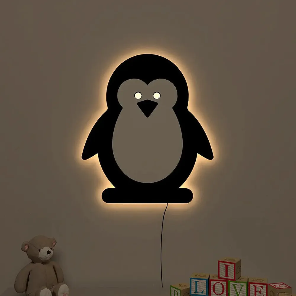 Baby Penguin Backlit Wooden Wall Décor