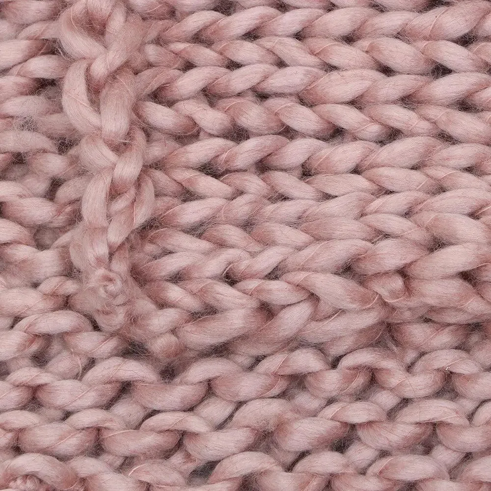 Baby Pink Chunky Knitted Acrylic & Woolen Throw