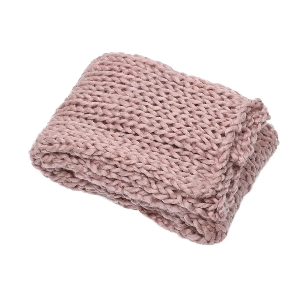 Baby Pink Chunky Knitted Acrylic & Woolen Throw