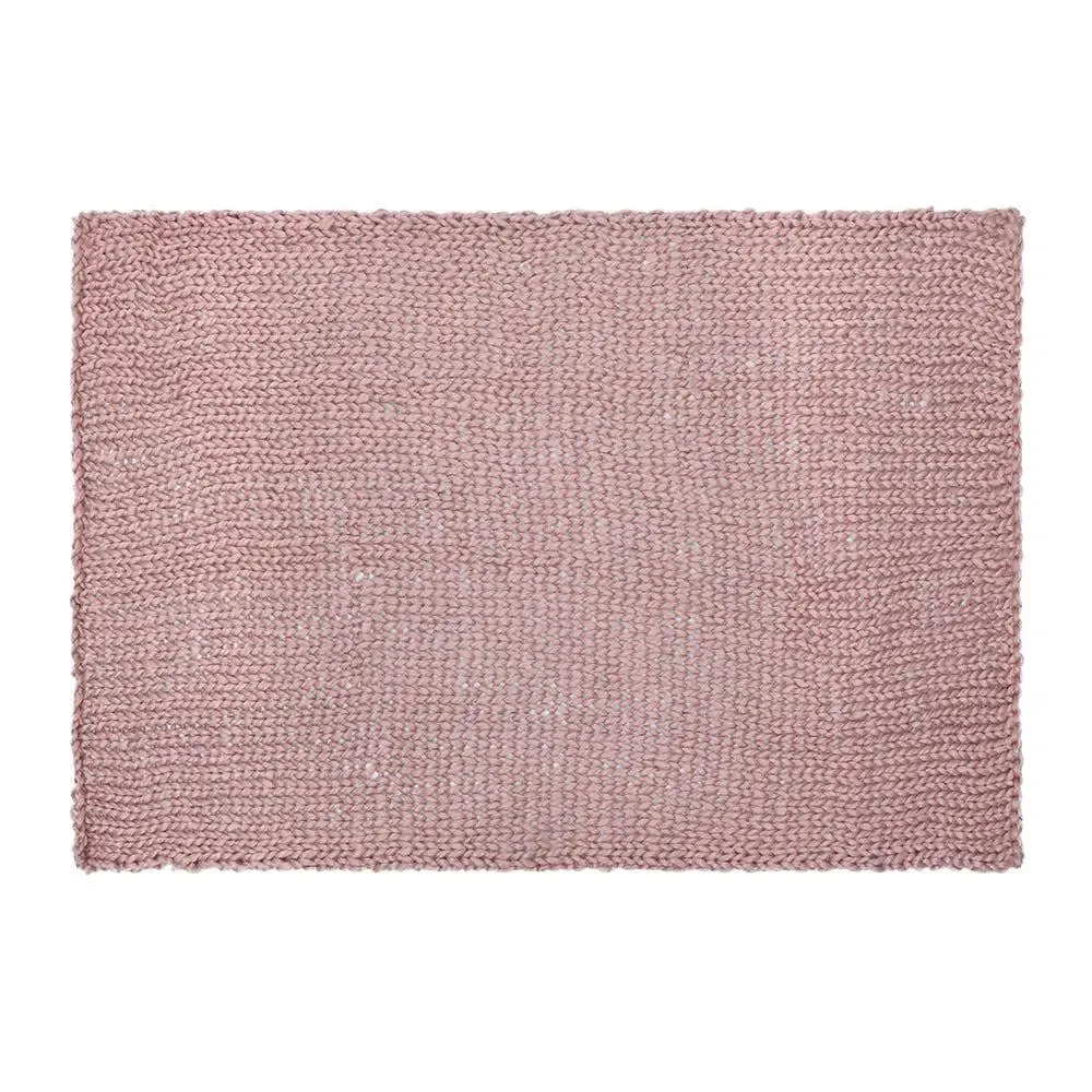 Baby Pink Chunky Knitted Acrylic & Woolen Throw