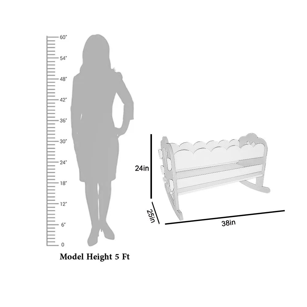 Baby Pink & White Termite-Proof Wooden Swing Cradle