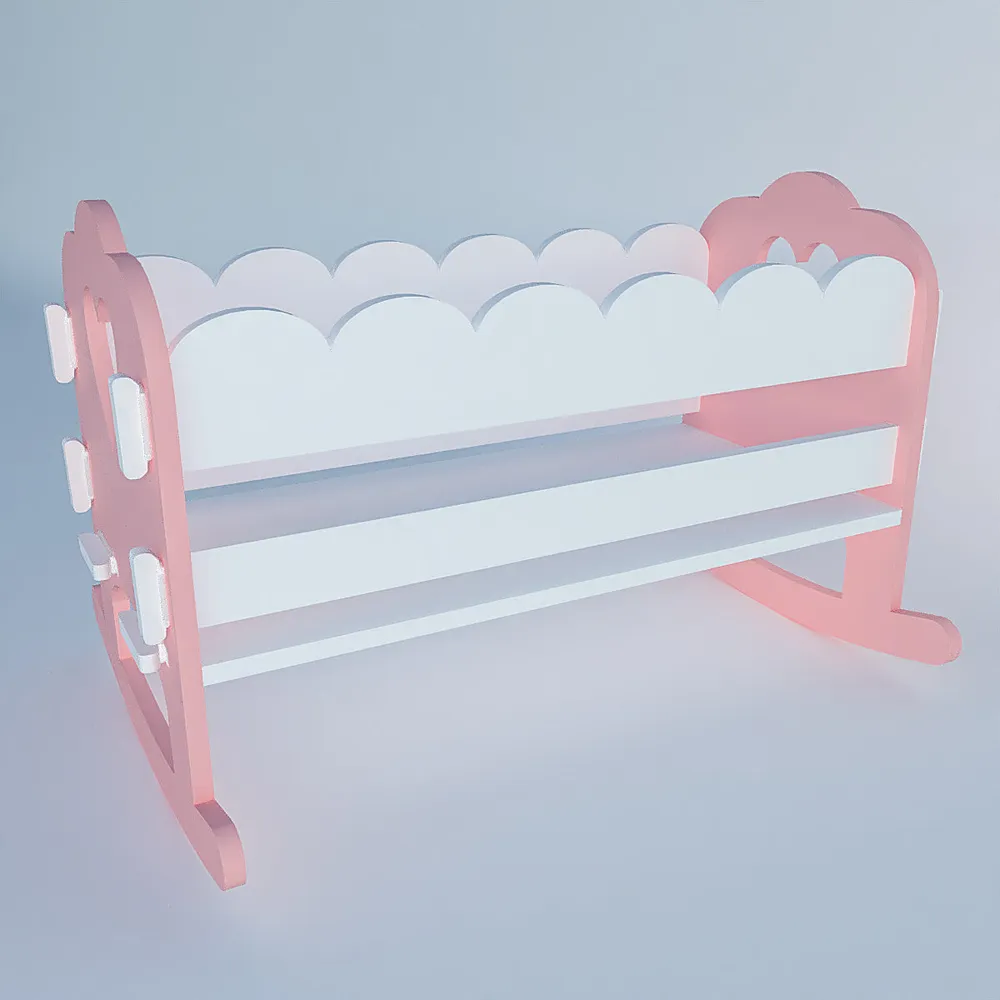 Baby Pink & White Termite-Proof Wooden Swing Cradle