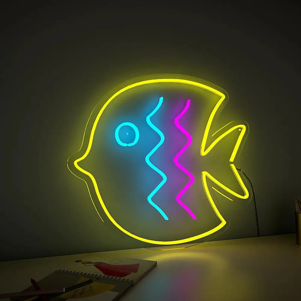 Baby Puffer Fish Yellow LED Neon Light