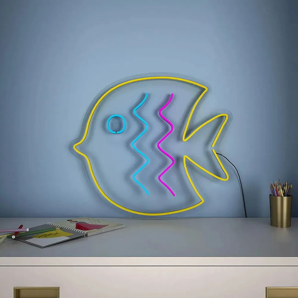 Baby Puffer Fish Yellow LED Neon Light