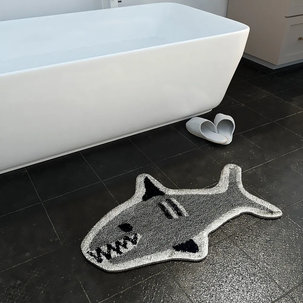 Baby Shark Cut Out High Absorbent Blue Kids Bathmat