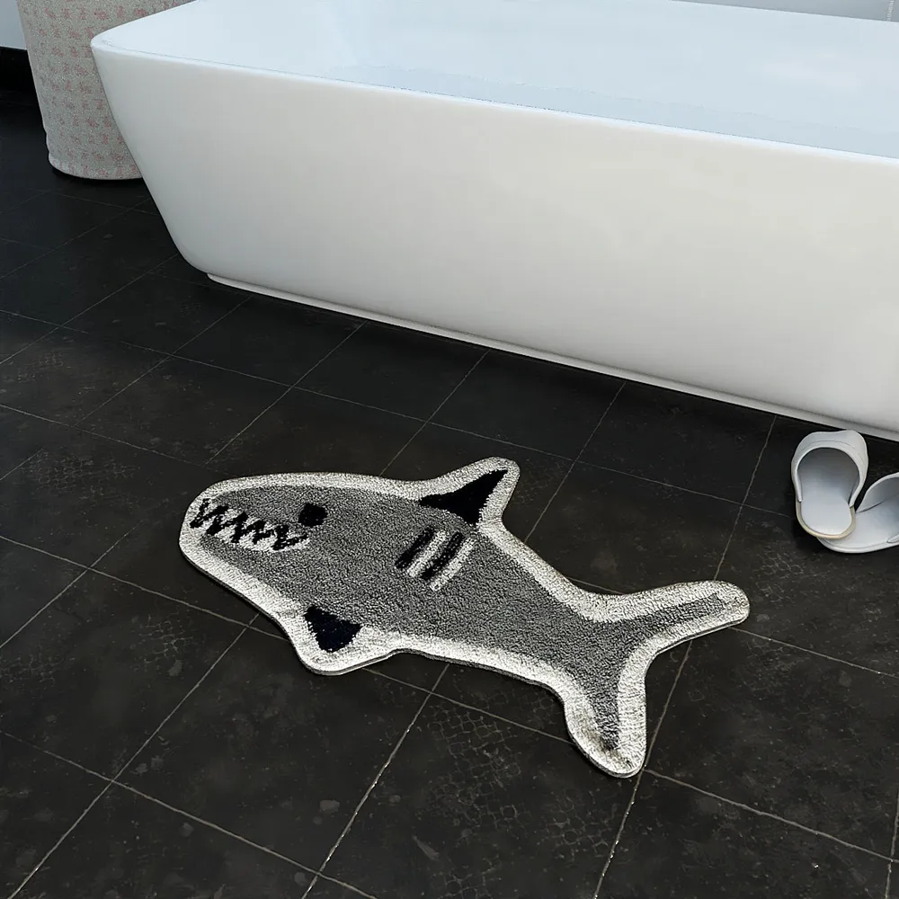 Baby Shark Cut Out High Absorbent Blue Kids Bathmat