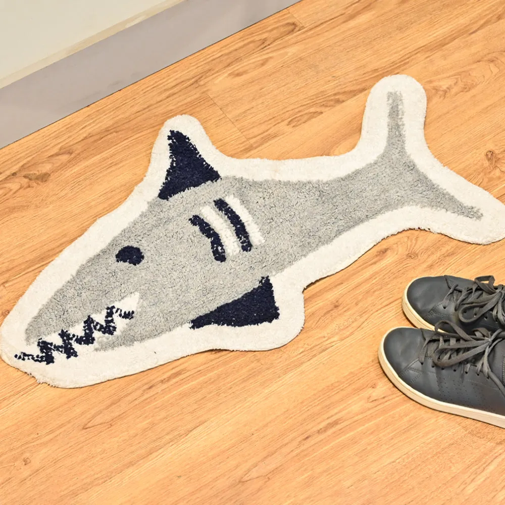 Baby Shark Cut Out High Absorbent Blue Kids Bathmat