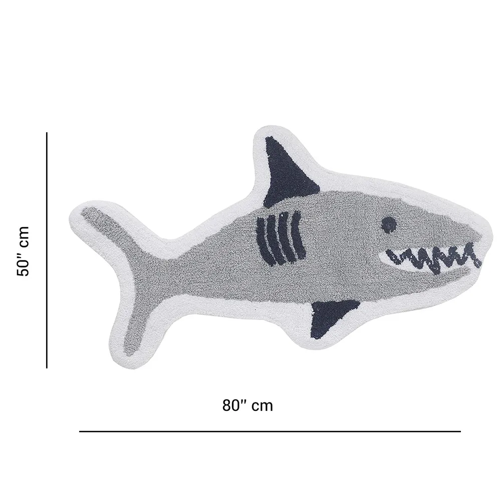 Baby Shark Cut Out High Absorbent Blue Kids Bathmat