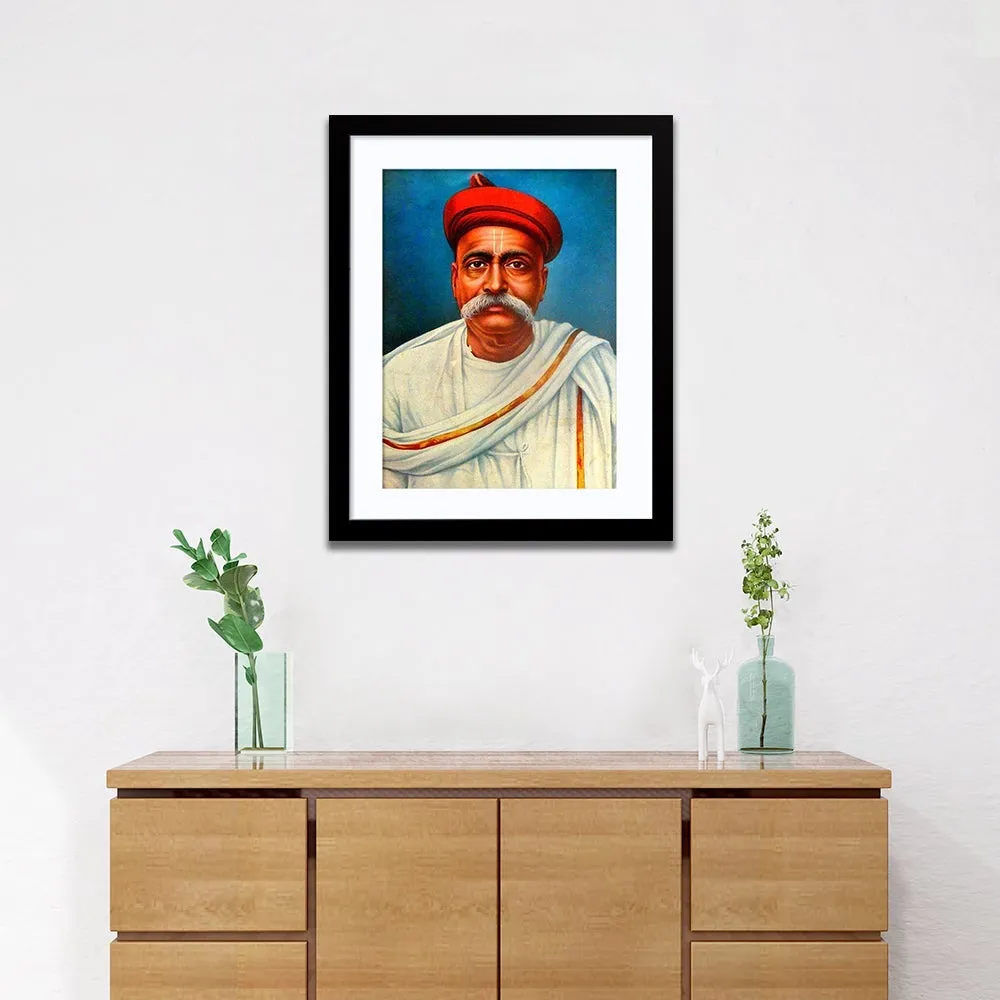 Bal Gangadhar Tilak Framed Wall Painting (A4 Size 12X15)
