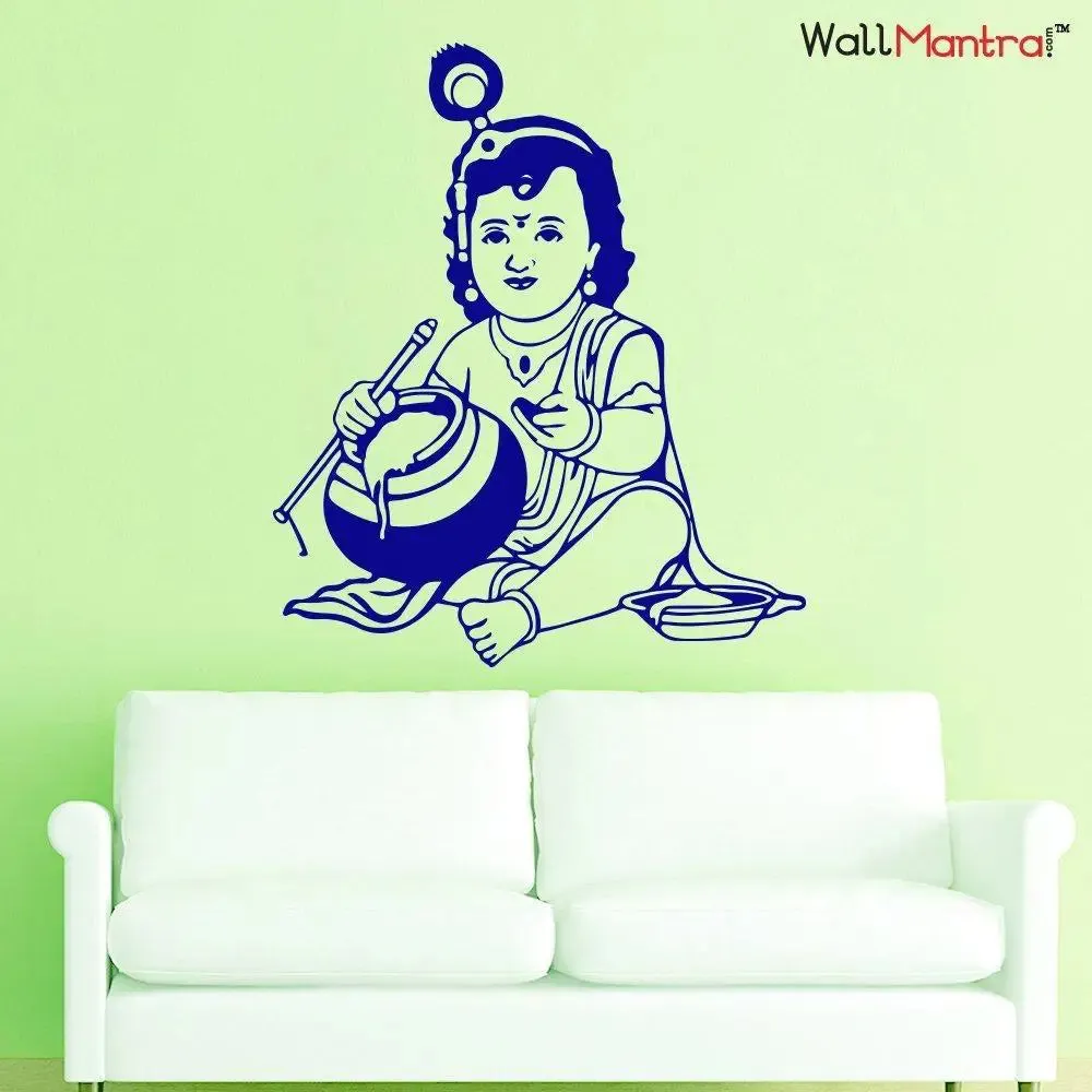 Bal Krishna Spiritual Wall Sticker for Living room, Bedroom, Office Decoration