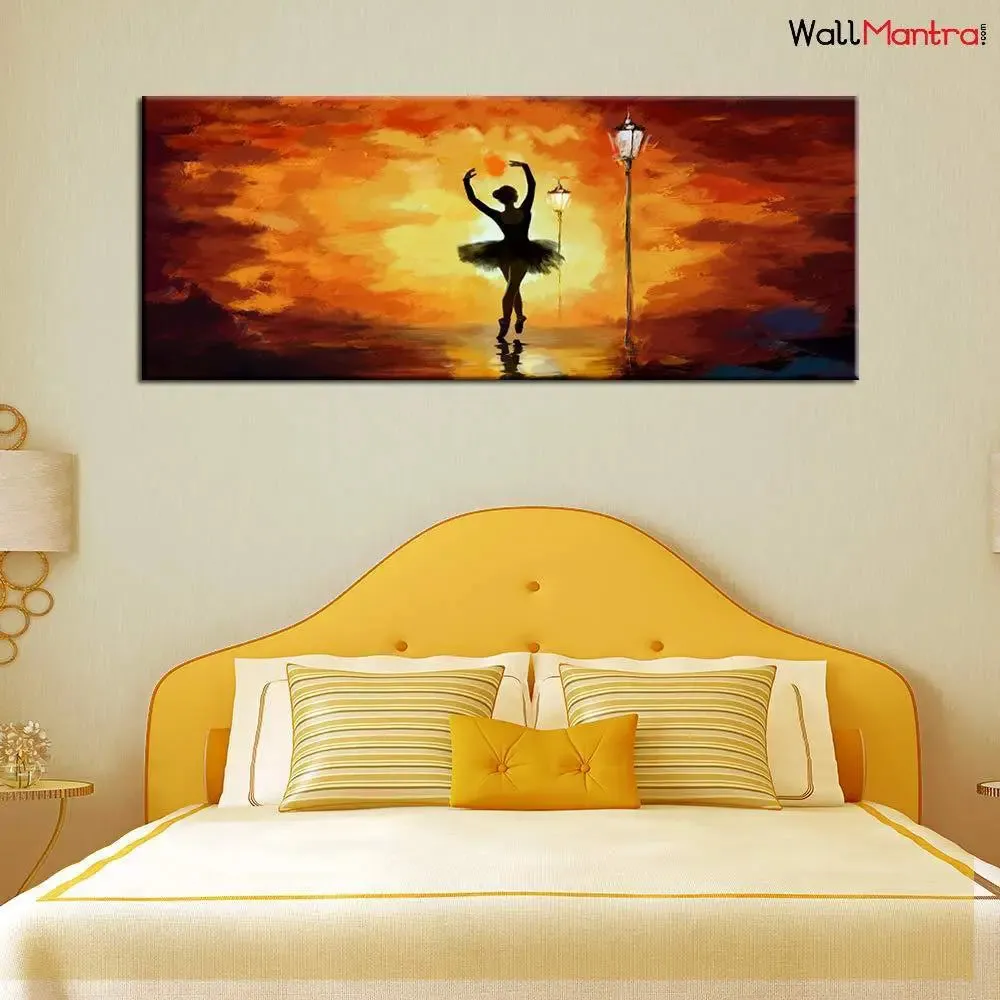 Ballerina Dancing Canvas  Wall Hanging With Frame