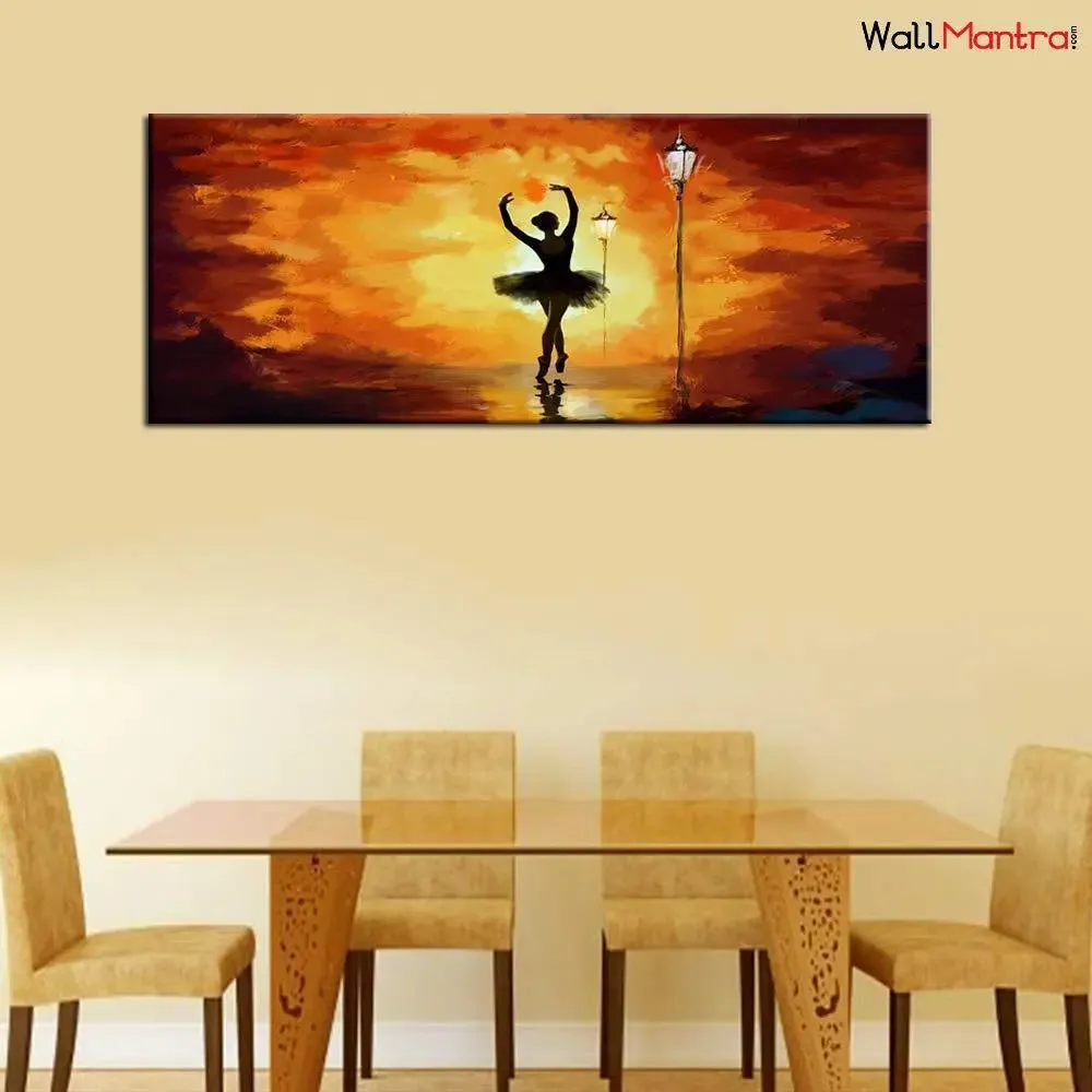 Ballerina Dancing Canvas  Wall Hanging With Frame